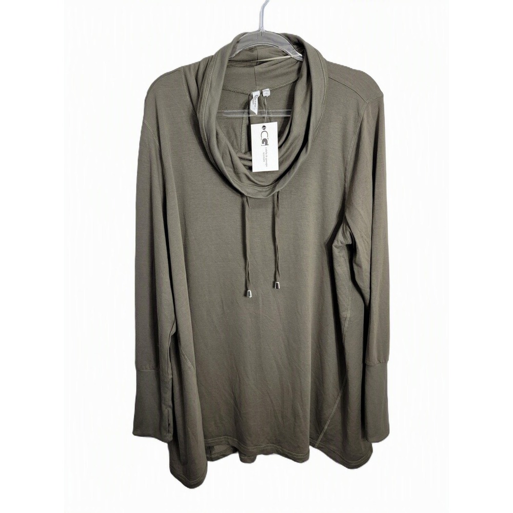 Cable & Gauge Womens 1X Tunic Top Caperberry Cowl Neck Open Back NZ26997W‎